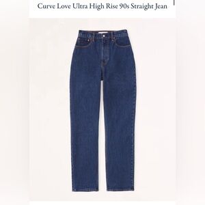 Abercrombie Curve Love The 90s Straight Ultra High Rise Dark Blue Jeans